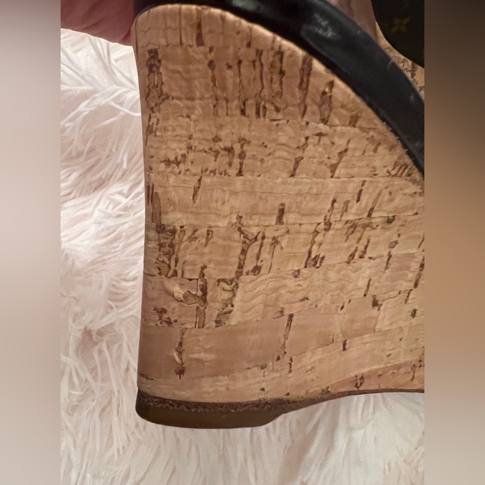 Louis Vuitton Black and Brown Wedge Sandals with Decorative Buckle - Picture 14 of 16